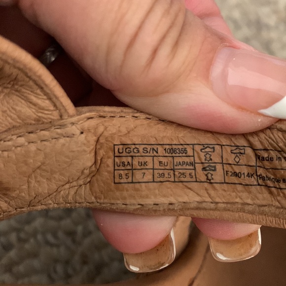 Ugg gold tan leather wedge platform ankle strap sandals 8.5 - Picture 6 of 8